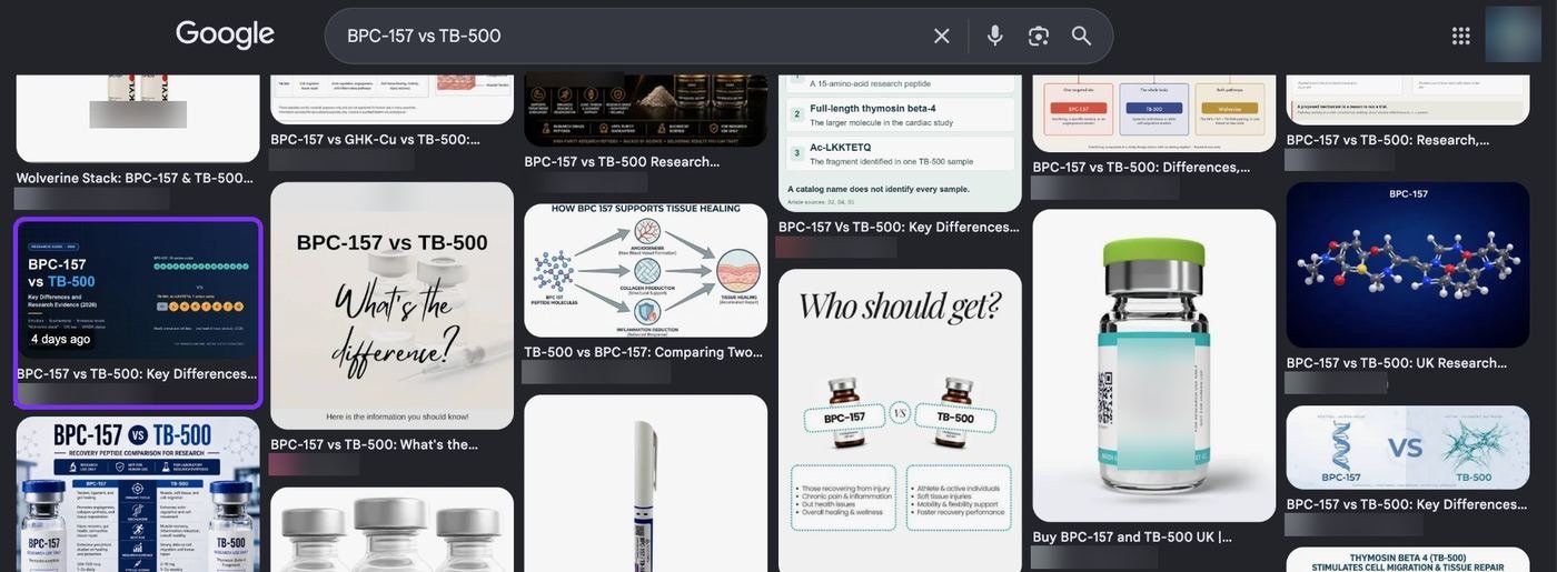 The client's comparison graphic near the top of image results, highlighted.